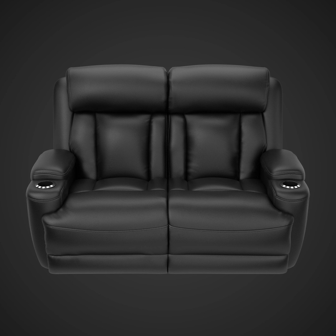 Modern Black Leather Recliner Sofa Set 3D Model – PBR Textures, Game-Ready Formats - View 11