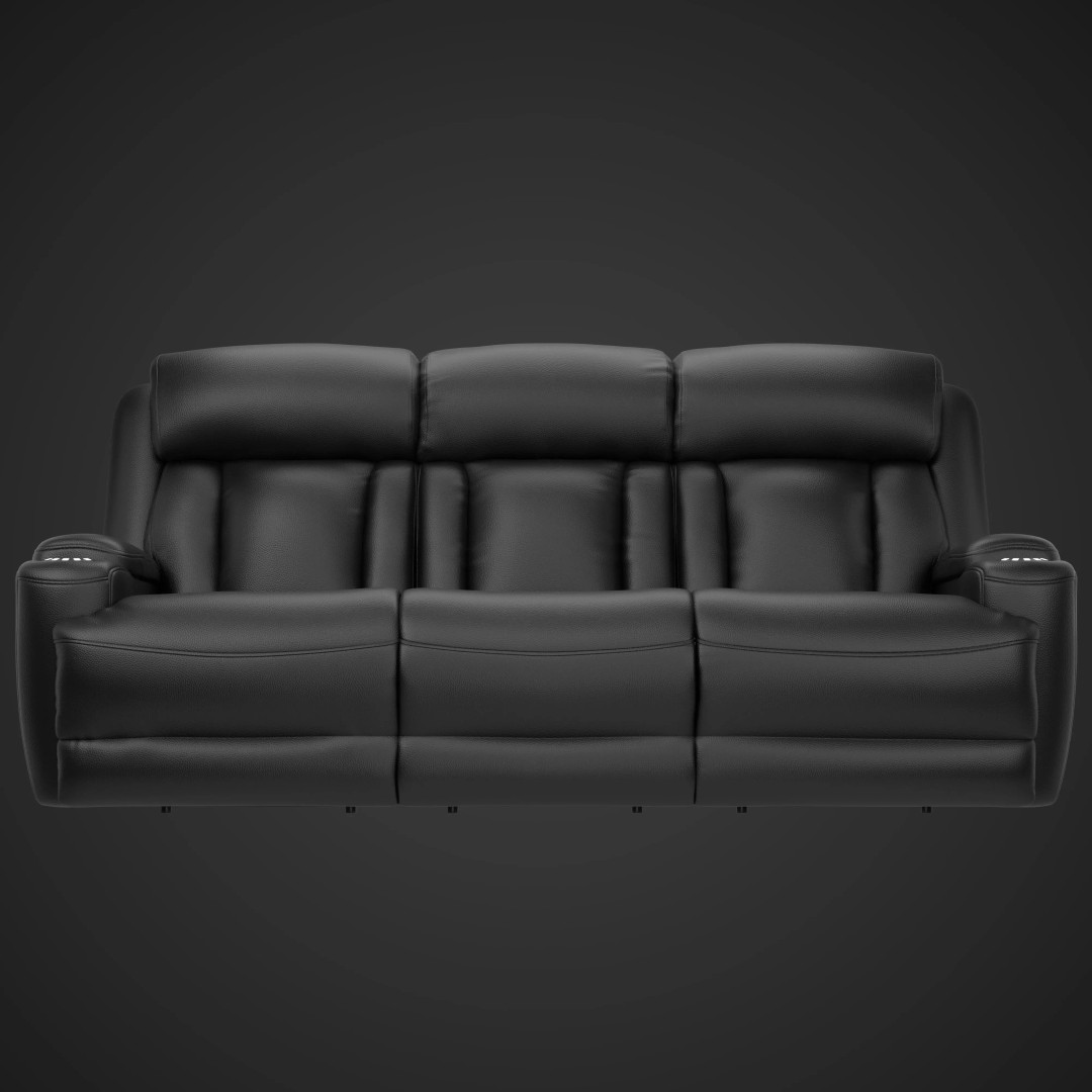 Modern Black Leather Recliner Sofa Set 3D Model – PBR Textures, Game-Ready Formats - View 12
