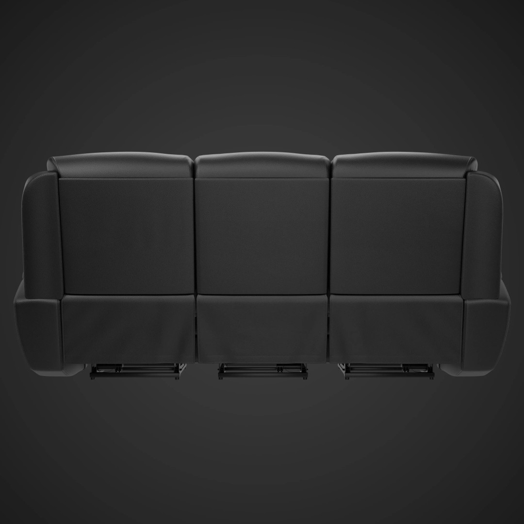 Modern Black Leather Recliner Sofa Set 3D Model – PBR Textures, Game-Ready Formats - View 15