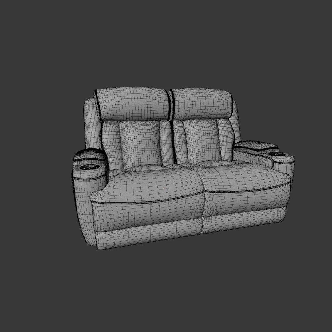 Modern Black Leather Recliner Sofa Set 3D Model – PBR Textures, Game-Ready Formats - View 19
