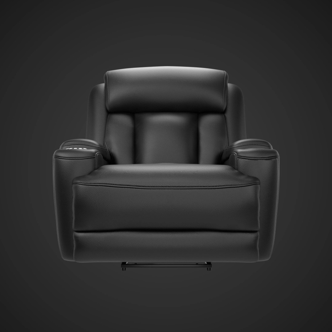 Modern Black Leather Recliner Sofa Set 3D Model – PBR Textures, Game-Ready Formats - View 3