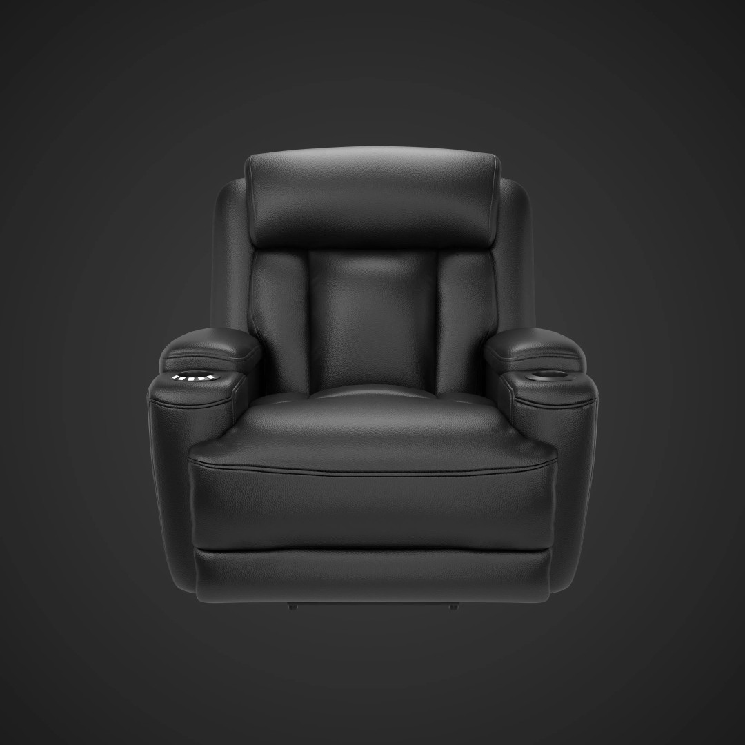 Modern Black Leather Recliner Sofa Set 3D Model – PBR Textures, Game-Ready Formats - View 5