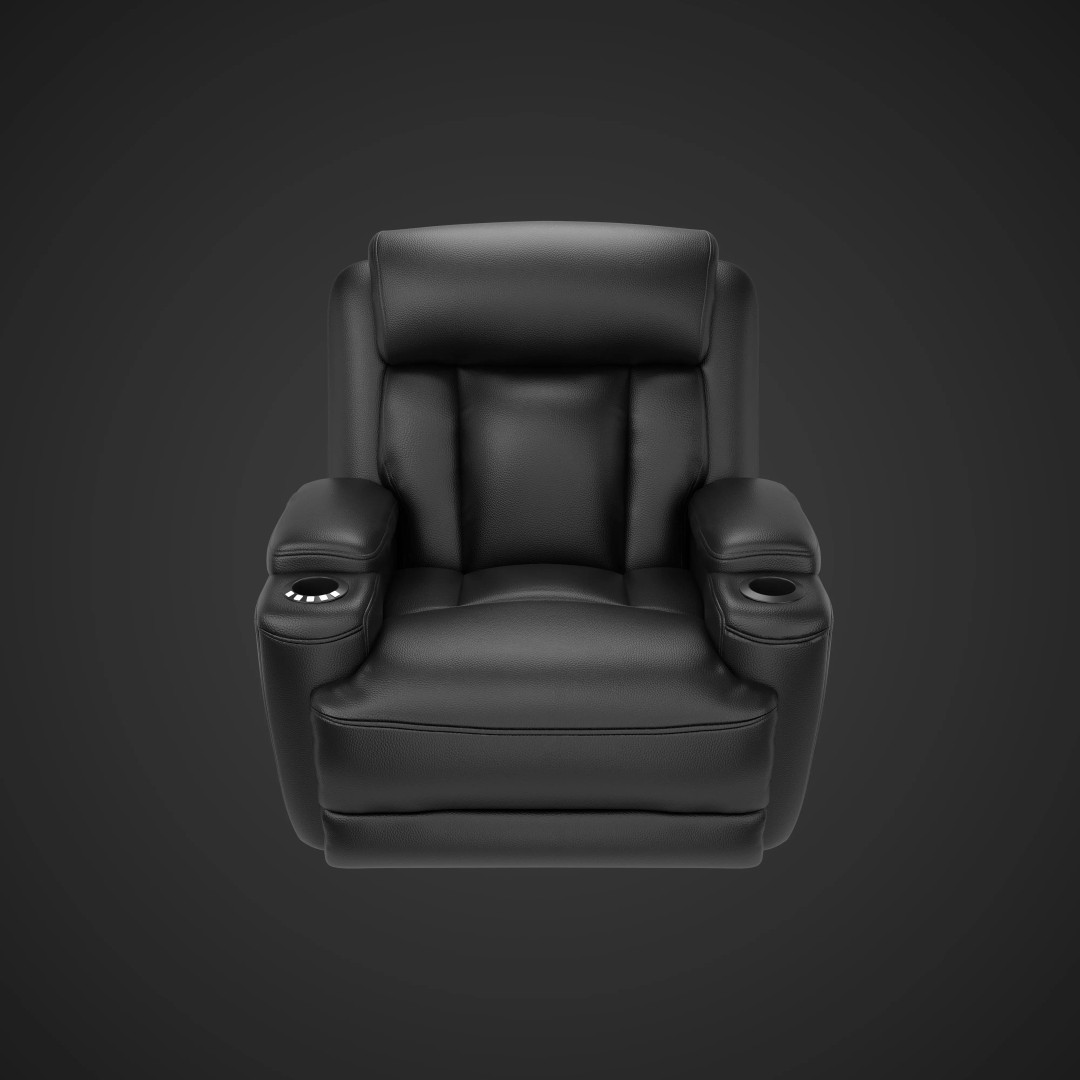 Modern Black Leather Recliner Sofa Set 3D Model – PBR Textures, Game-Ready Formats - View 6