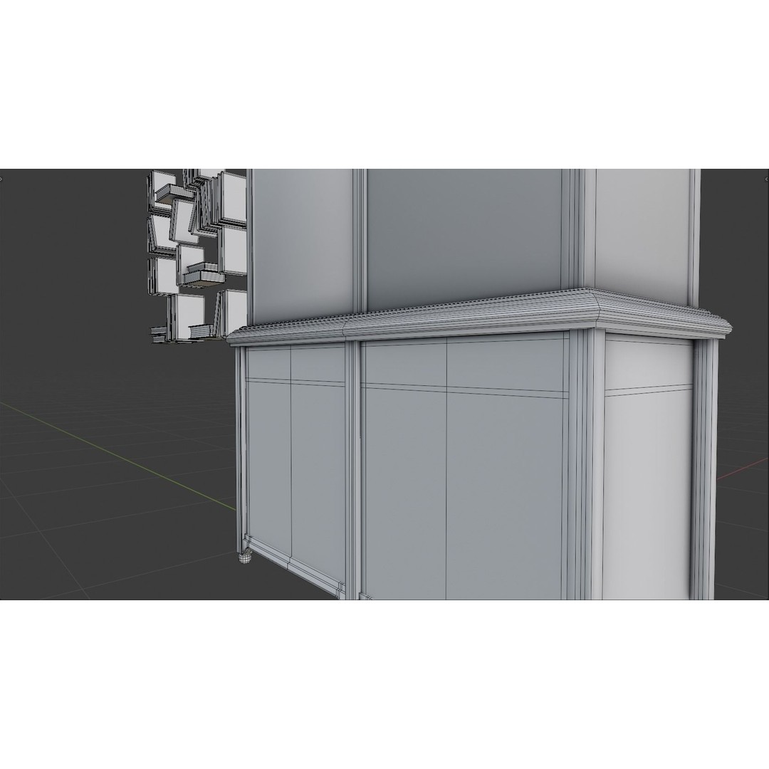 Victorian Bookcase 3D Model – Low Poly Game Ready Asset, FBX