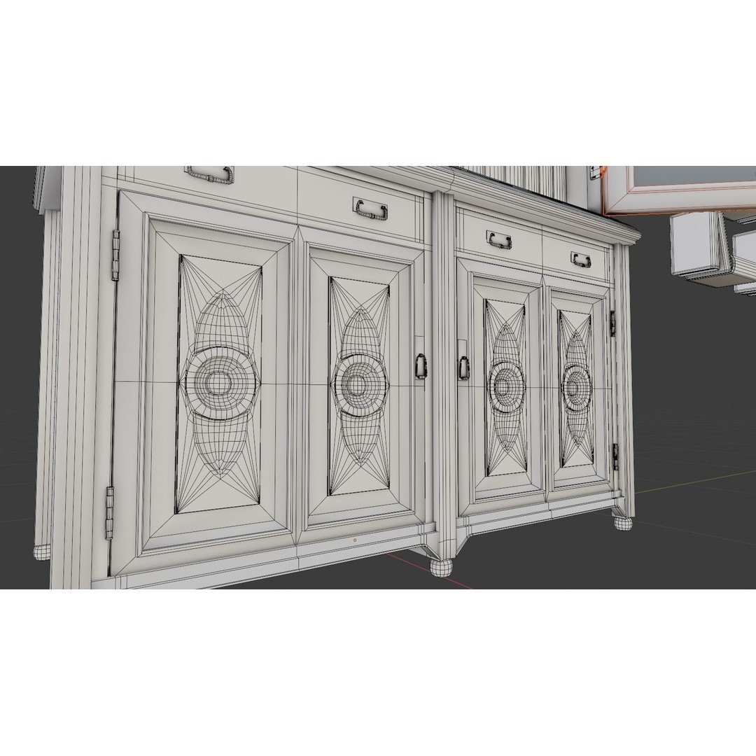 Victorian Bookcase 3D Model – Low Poly Game Ready Asset, FBX - View 10