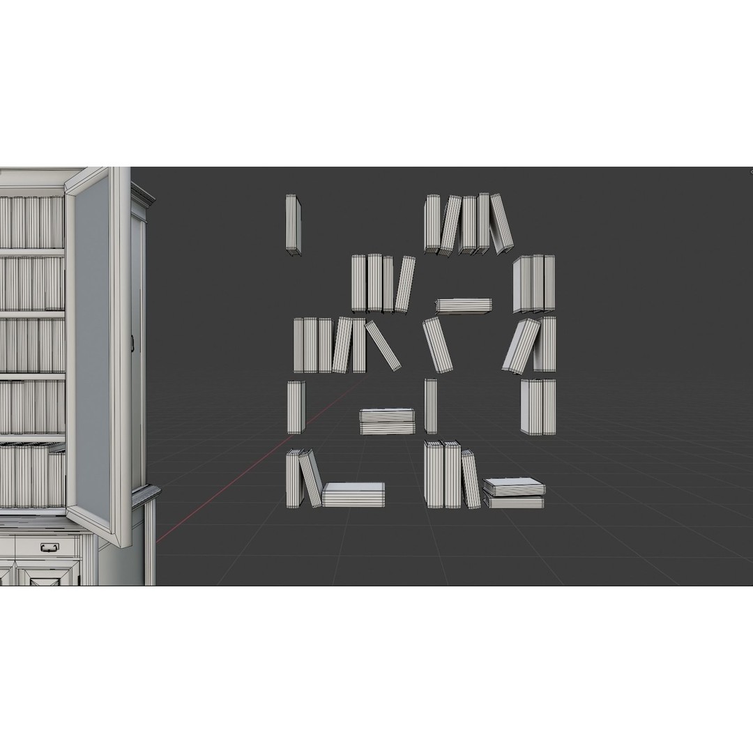 Victorian Bookcase 3D Model – Low Poly Game Ready Asset, FBX - View 11