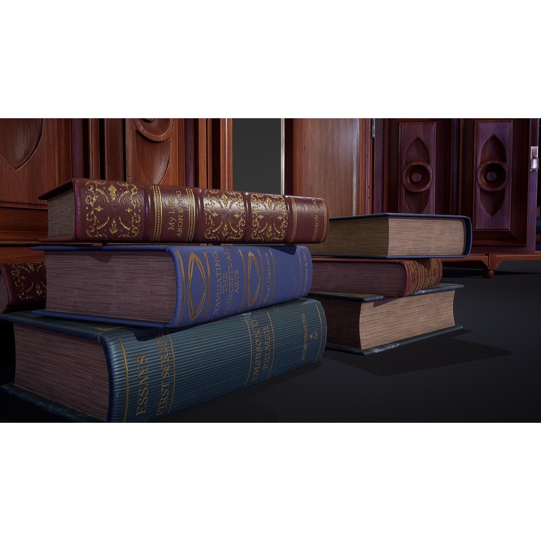 Victorian Bookcase 3D Model – Low Poly Game Ready Asset, FBX - View 3