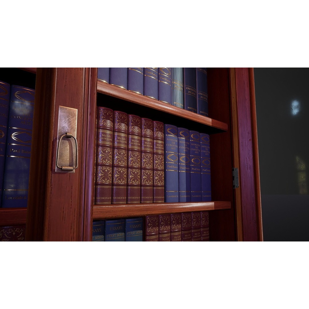 Victorian Bookcase 3D Model – Low Poly Game Ready Asset, FBX - View 4
