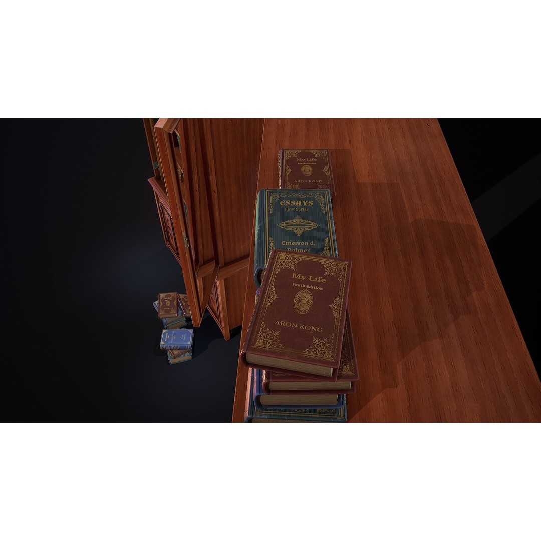 Victorian Bookcase 3D Model – Low Poly Game Ready Asset, FBX - View 8