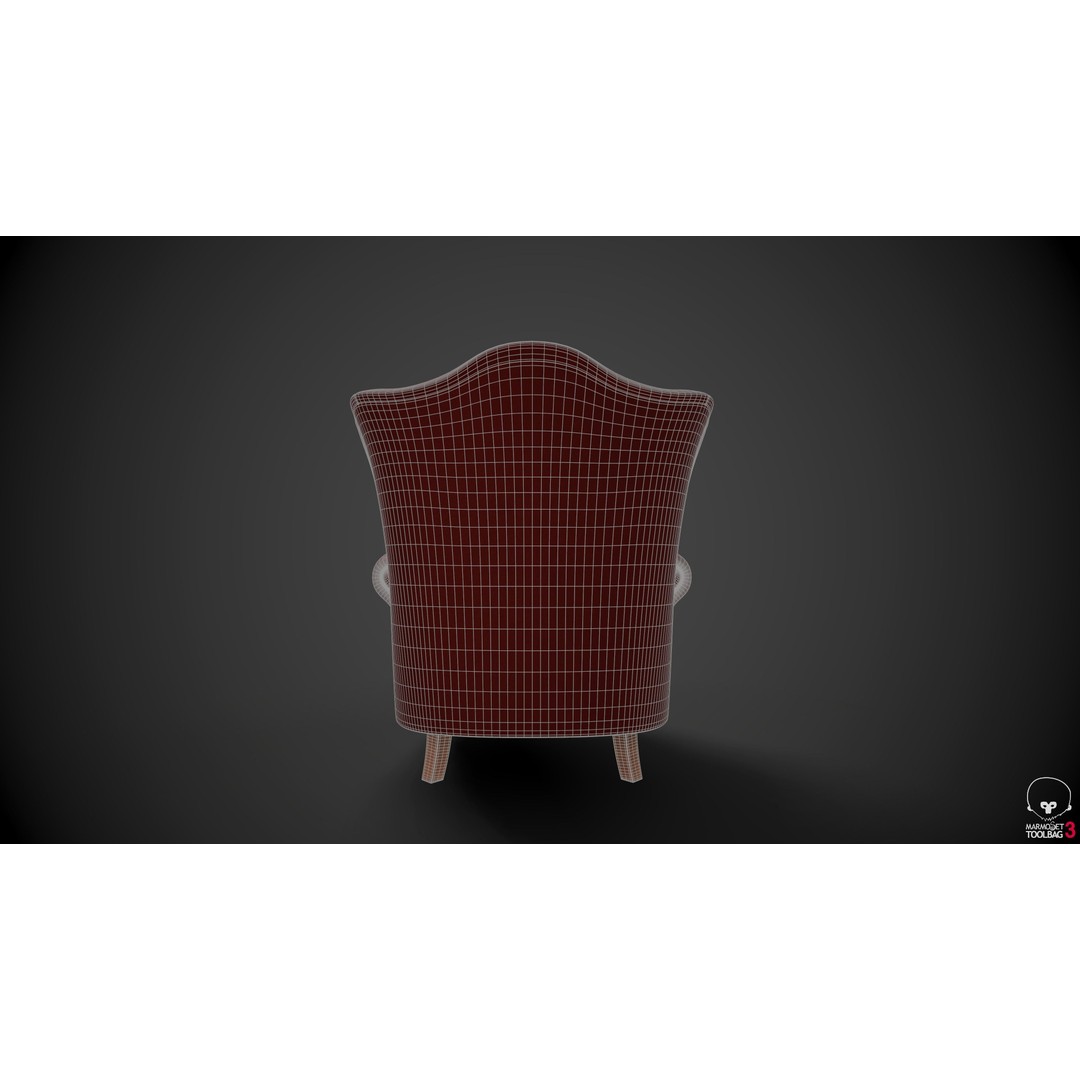 Wingback Chair 3D Model – Low Poly PBR Furniture, FBX - View 10