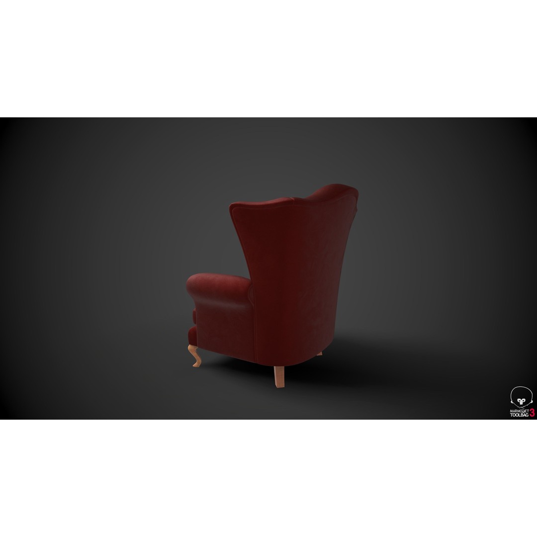 Wingback Chair 3D Model – Low Poly PBR Furniture, FBX - View 11