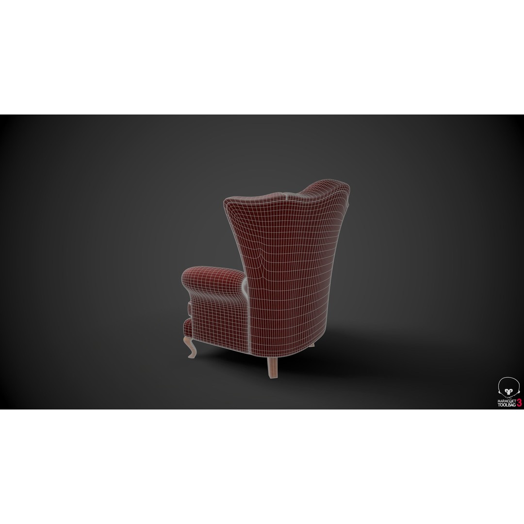 Wingback Chair 3D Model – Low Poly PBR Furniture, FBX - View 12