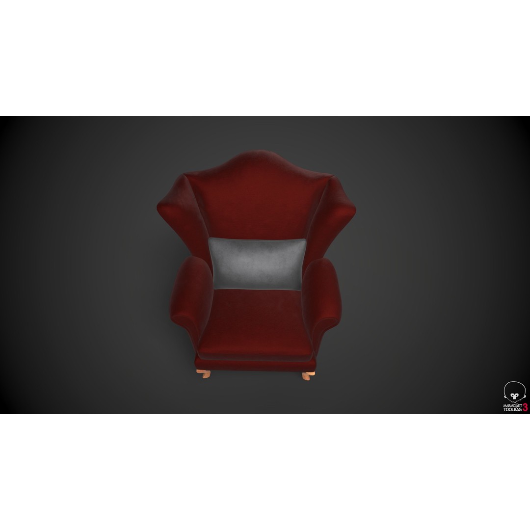 Wingback Chair 3D Model – Low Poly PBR Furniture, FBX - View 13