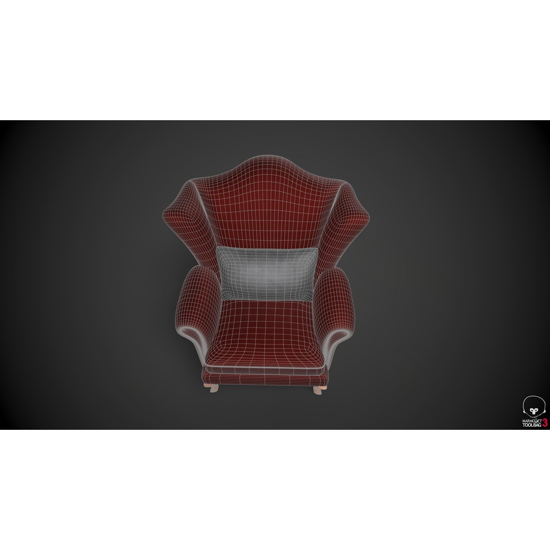 Wingback Chair 3D Model – Low Poly PBR Furniture, FBX - View 14