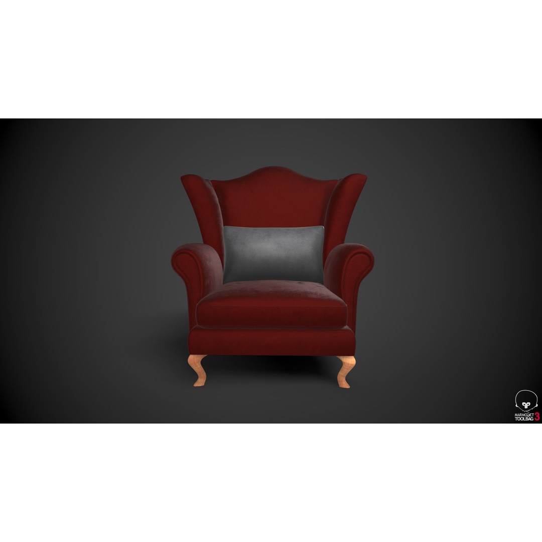Wingback Chair 3D Model – Low Poly PBR Furniture, FBX - View 5