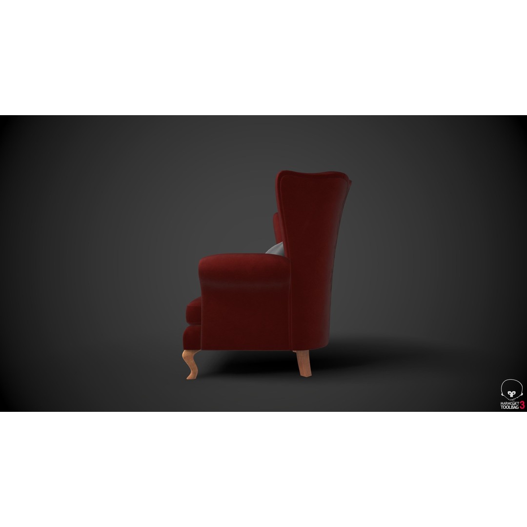 Wingback Chair 3D Model – Low Poly PBR Furniture, FBX - View 7