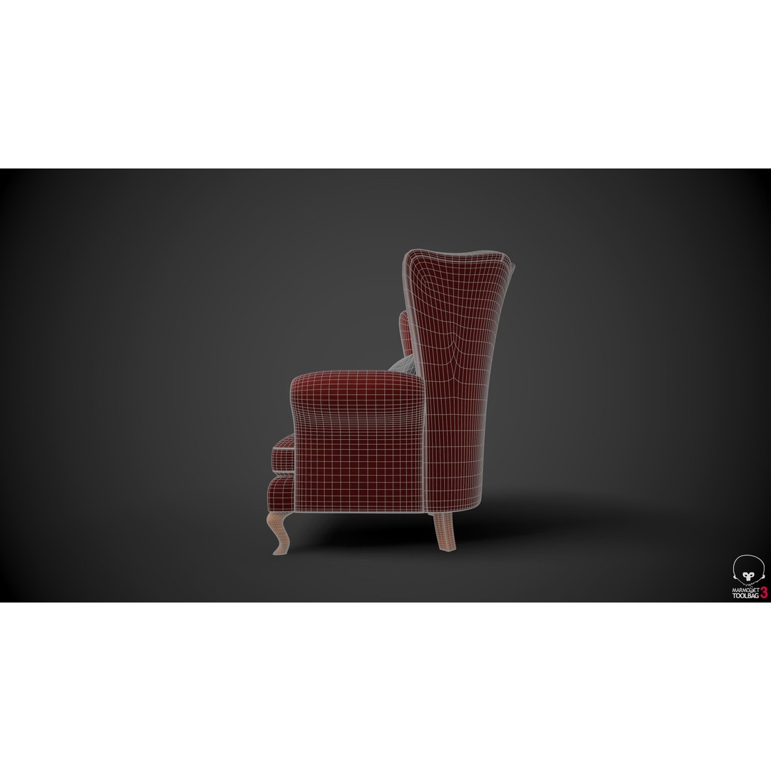 Wingback Chair 3D Model – Low Poly PBR Furniture, FBX - View 8