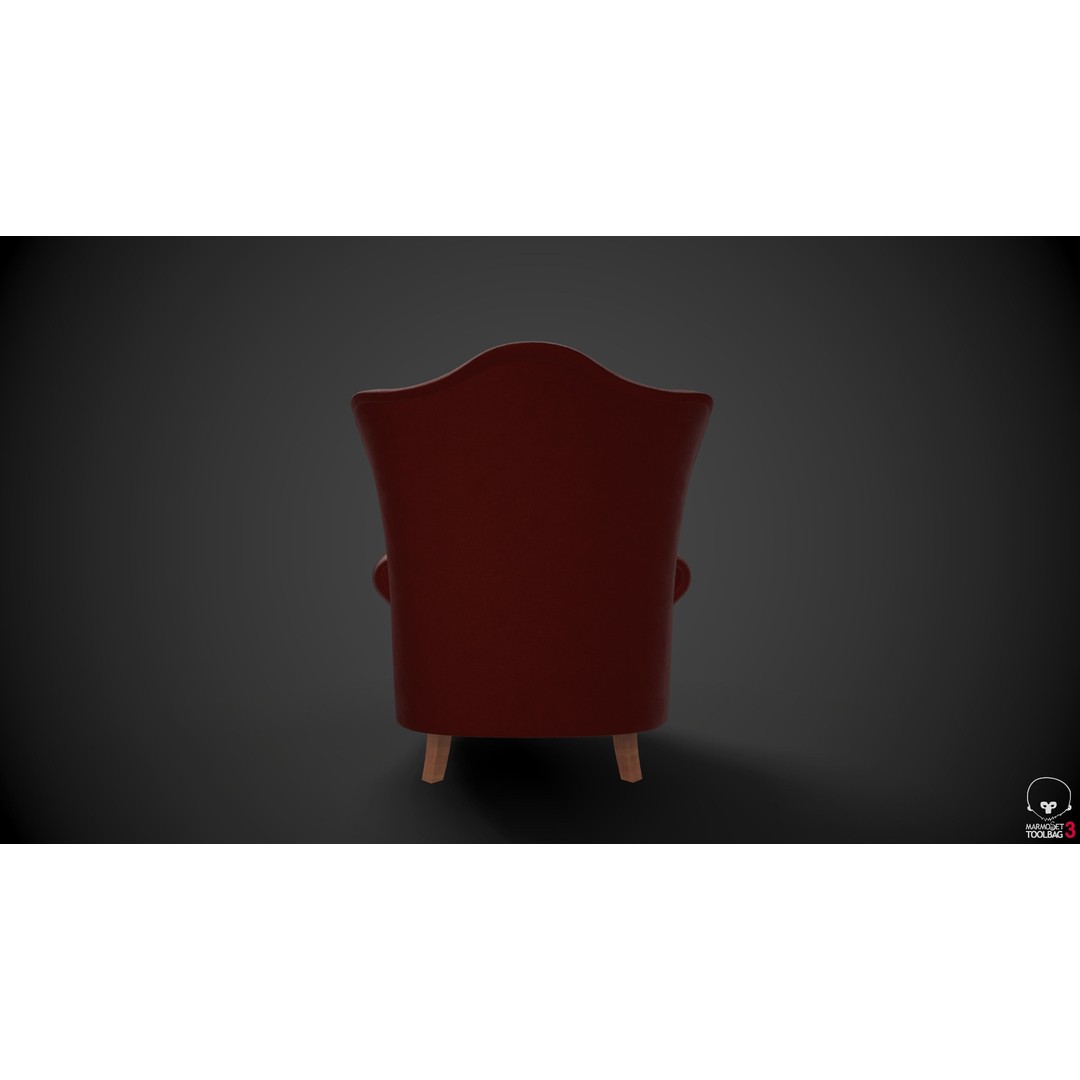 Wingback Chair 3D Model – Low Poly PBR Furniture, FBX - View 9