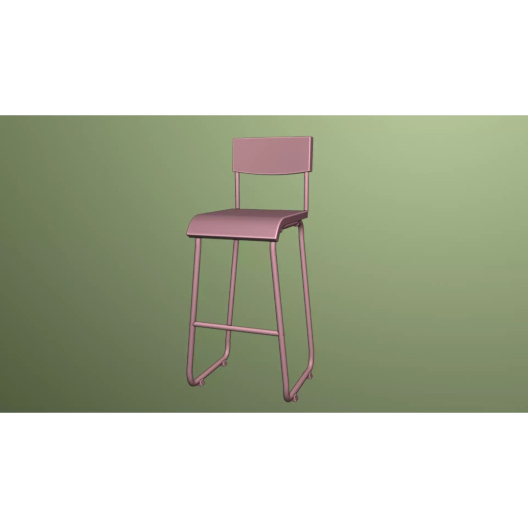 Black Steel and Epoxy Bar Chair 3D Model – PBR Furniture Asset, FBX, OBJ - View 10