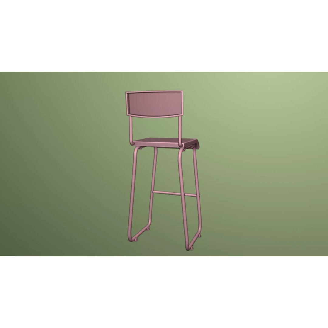 Black Steel and Epoxy Bar Chair 3D Model – PBR Furniture Asset, FBX, OBJ - View 11