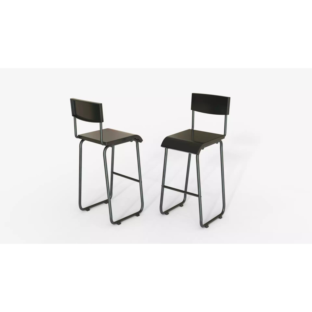 Black Steel and Epoxy Bar Chair 3D Model – PBR Furniture Asset, FBX, OBJ - View 2