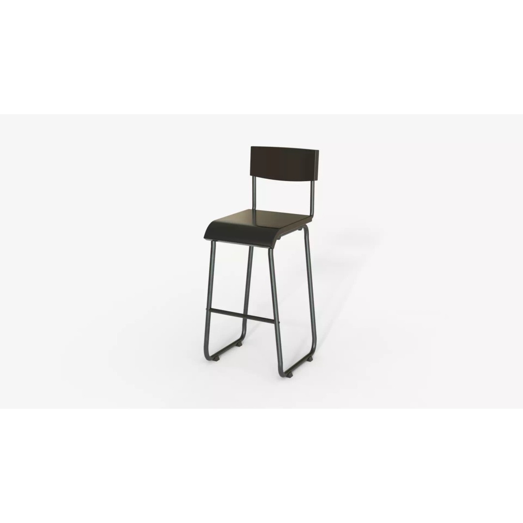 Black Steel and Epoxy Bar Chair 3D Model – PBR Furniture Asset, FBX, OBJ - View 4