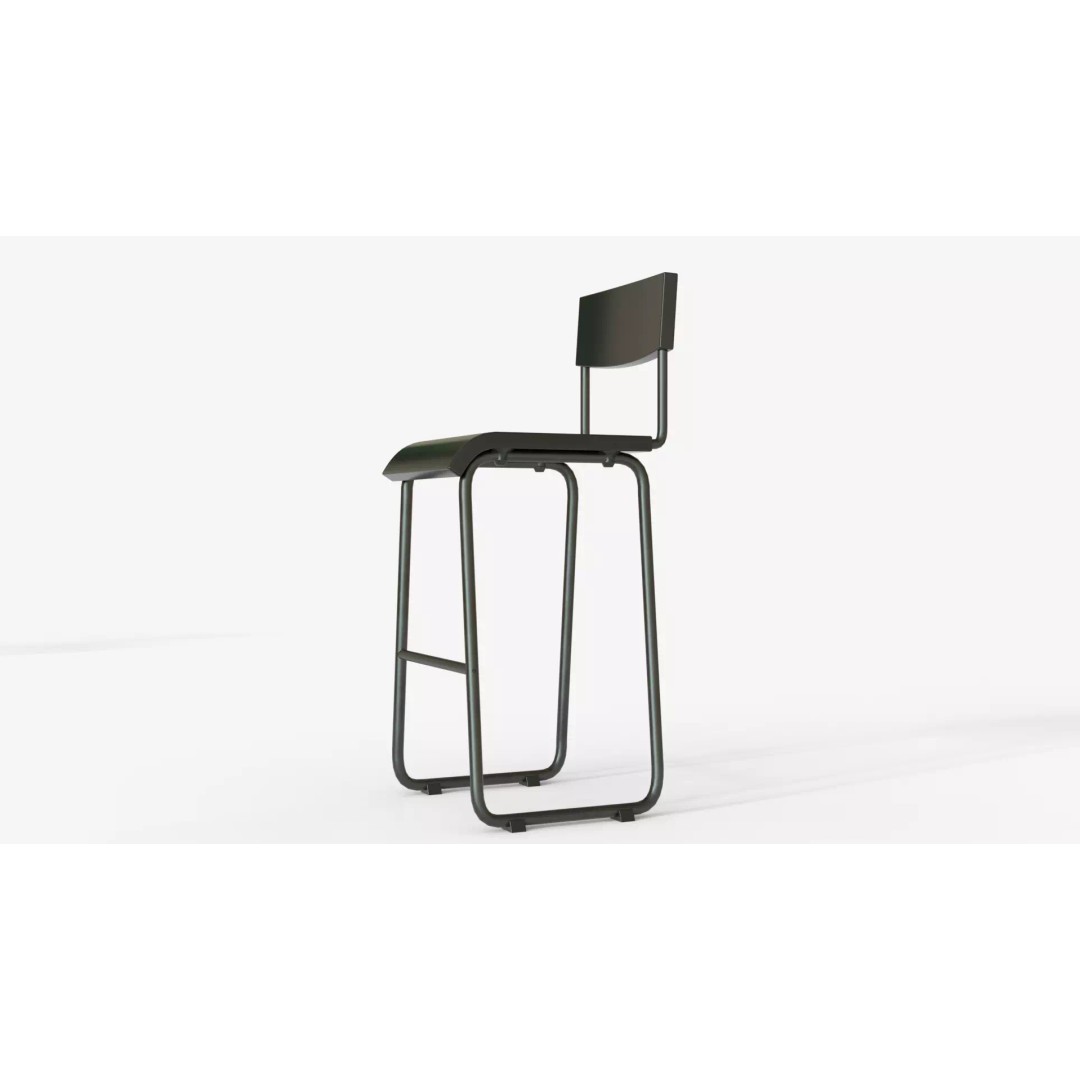 Black Steel and Epoxy Bar Chair 3D Model – PBR Furniture Asset, FBX, OBJ - View 6