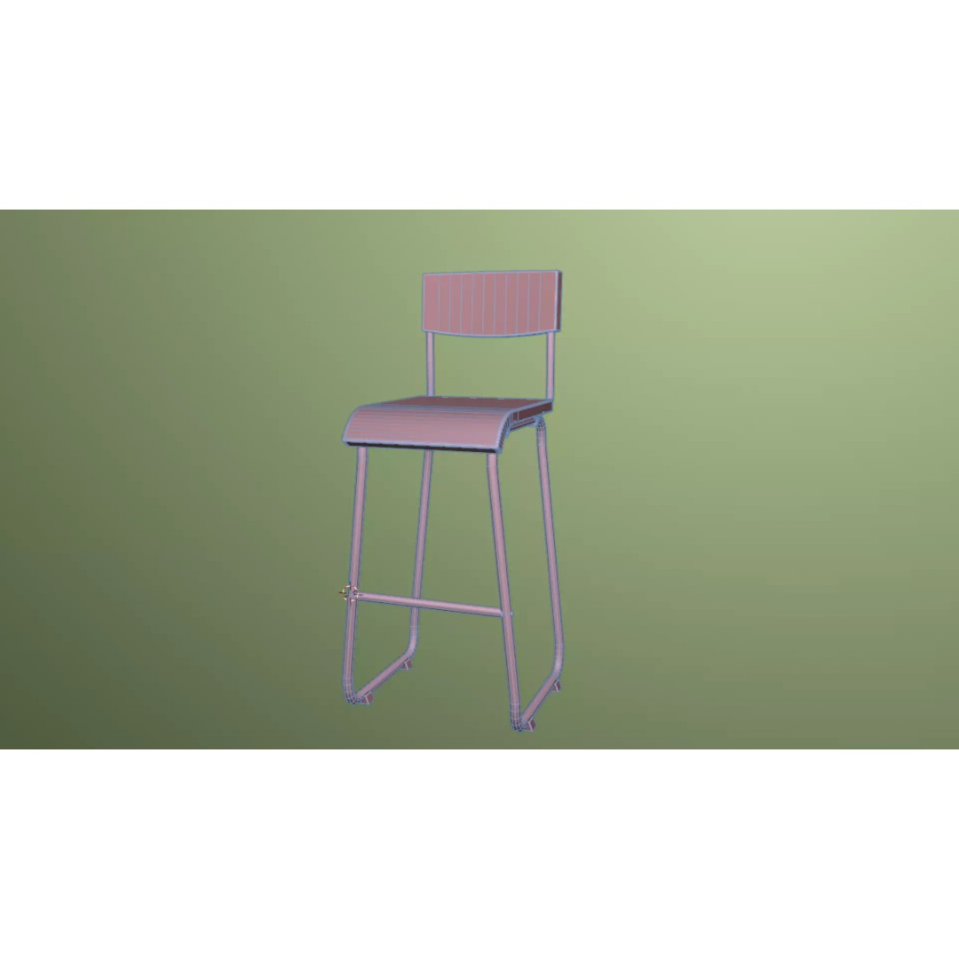 Black Steel and Epoxy Bar Chair 3D Model – PBR Furniture Asset, FBX, OBJ - View 8