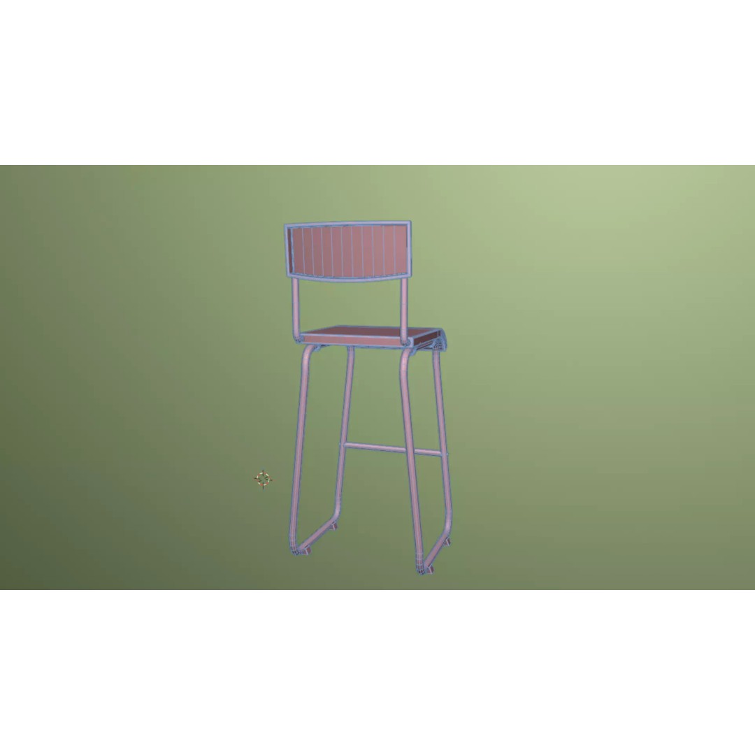 Black Steel and Epoxy Bar Chair 3D Model – PBR Furniture Asset, FBX, OBJ - View 9