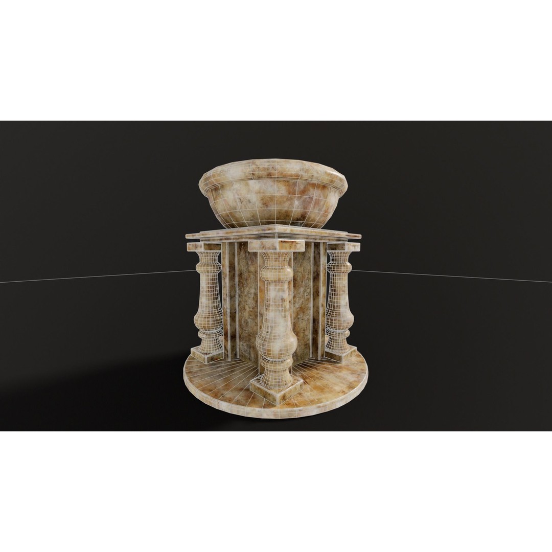 Marble Podium Pillar 3D Model – Low Poly Architectural Asset, FBX, OBJ - View 10