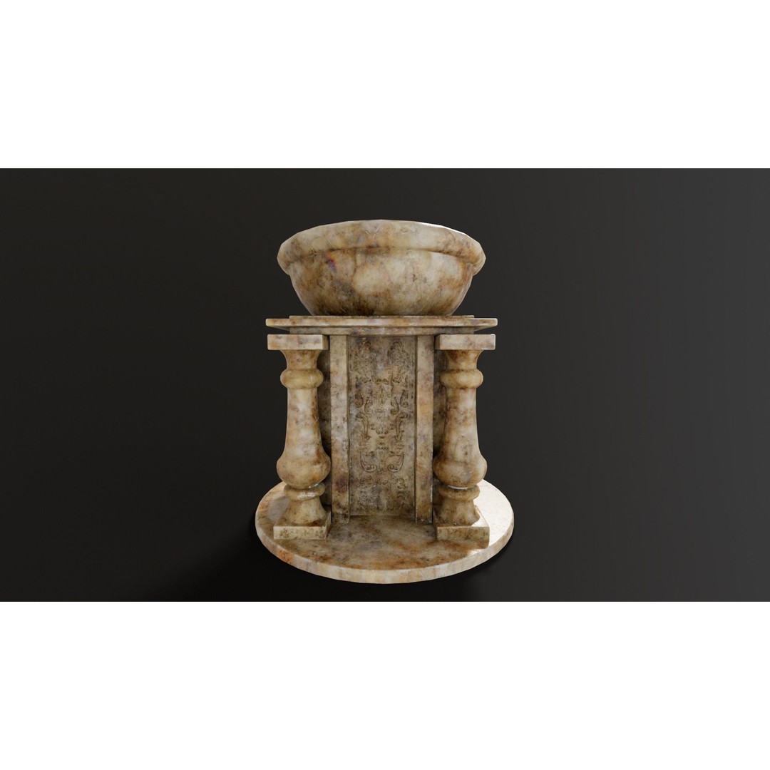 Marble Podium Pillar 3D Model – Low Poly Architectural Asset, FBX, OBJ - View 11
