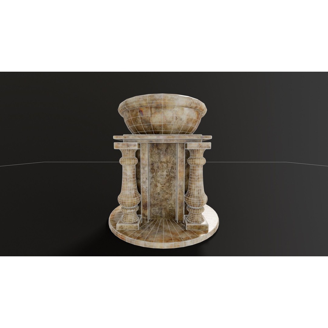 Marble Podium Pillar 3D Model – Low Poly Architectural Asset, FBX, OBJ - View 12