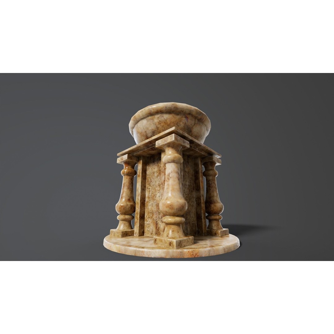 Marble Podium Pillar 3D Model – Low Poly Architectural Asset, FBX, OBJ - View 15