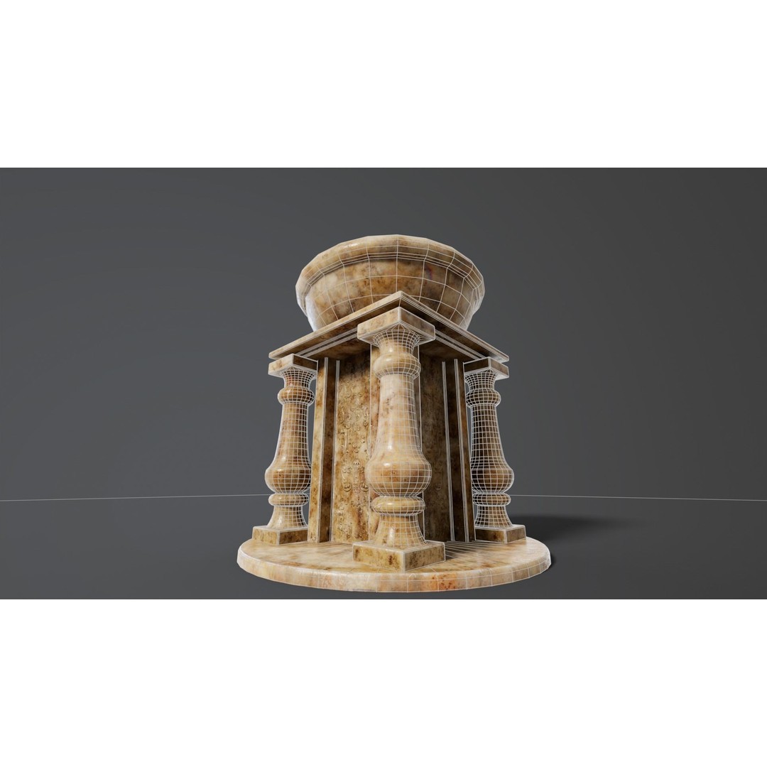 Marble Podium Pillar 3D Model – Low Poly Architectural Asset, FBX, OBJ - View 16