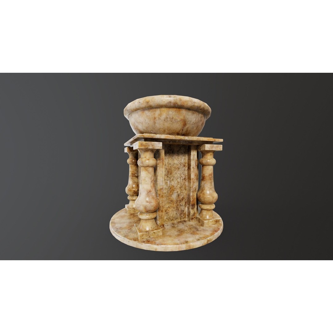 Marble Podium Pillar 3D Model – Low Poly Architectural Asset, FBX, OBJ - View 3