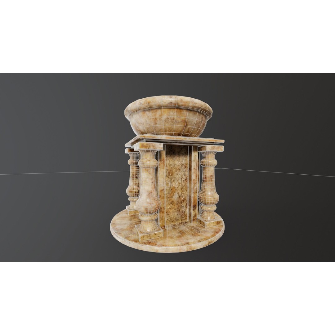 Marble Podium Pillar 3D Model – Low Poly Architectural Asset, FBX, OBJ - View 4