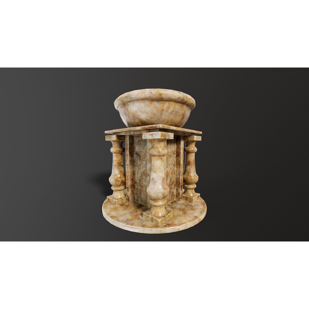 Marble Podium Pillar 3D Model – Low Poly Architectural Asset, FBX, OBJ - View 5