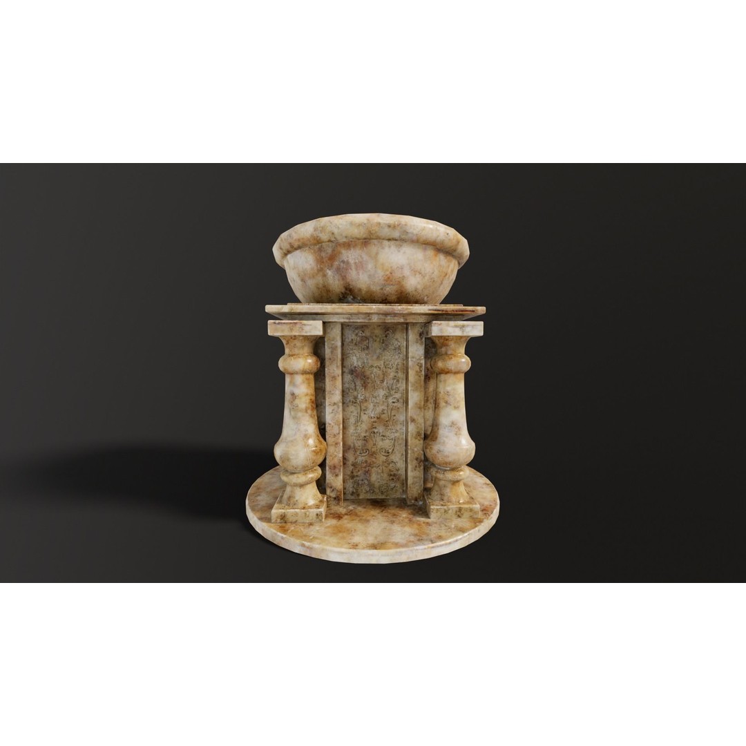 Marble Podium Pillar 3D Model – Low Poly Architectural Asset, FBX, OBJ - View 7