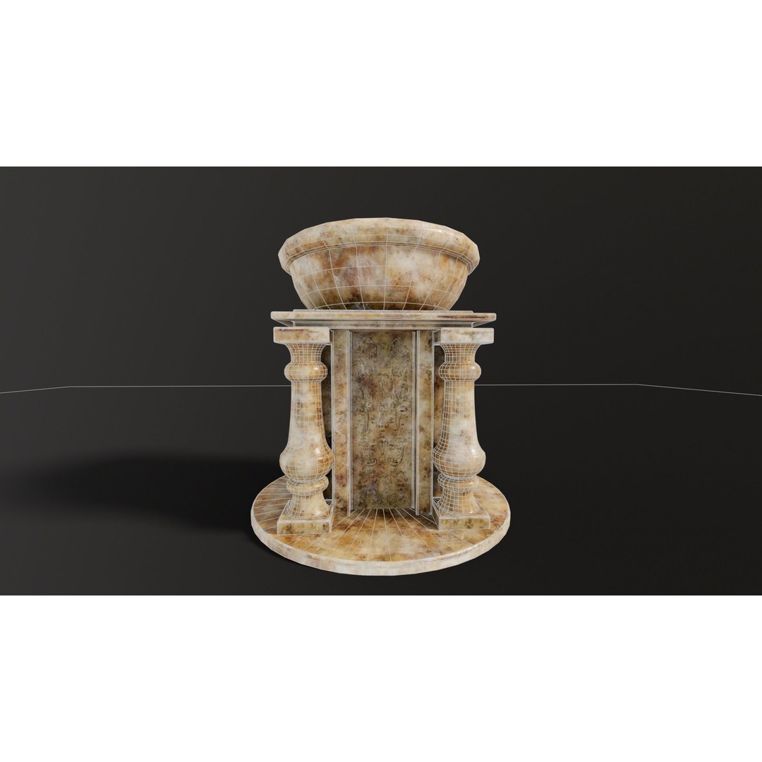 Marble Podium Pillar 3D Model – Low Poly Architectural Asset, FBX, OBJ - View 8