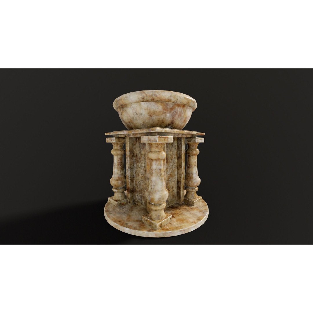 Marble Podium Pillar 3D Model – Low Poly Architectural Asset, FBX, OBJ - View 9