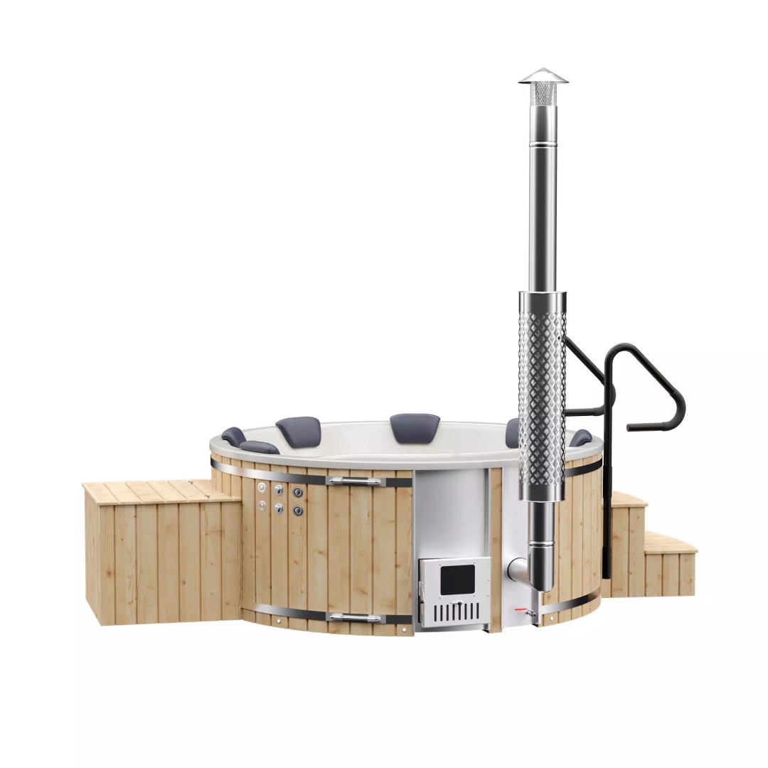Round Barrel Hot Tub Jacuzzi 3D Model – Wooden Spa Asset, FBX & OBJ - View 2