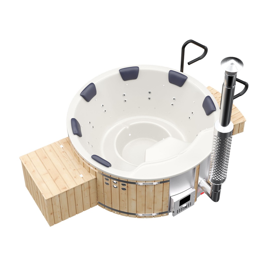Round Barrel Hot Tub Jacuzzi 3D Model – Wooden Spa Asset, FBX & OBJ - View 3
