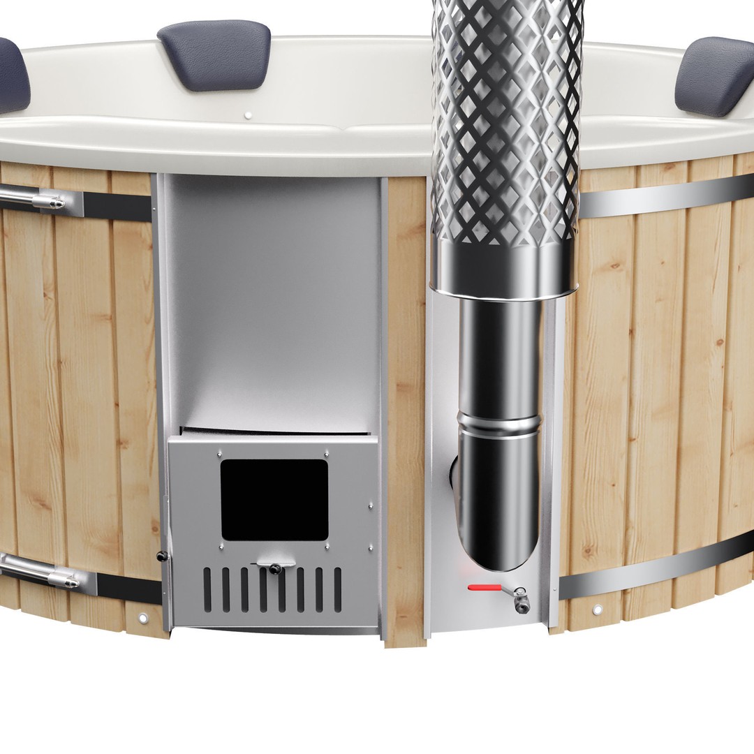 Round Barrel Hot Tub Jacuzzi 3D Model – Wooden Spa Asset, FBX & OBJ - View 5