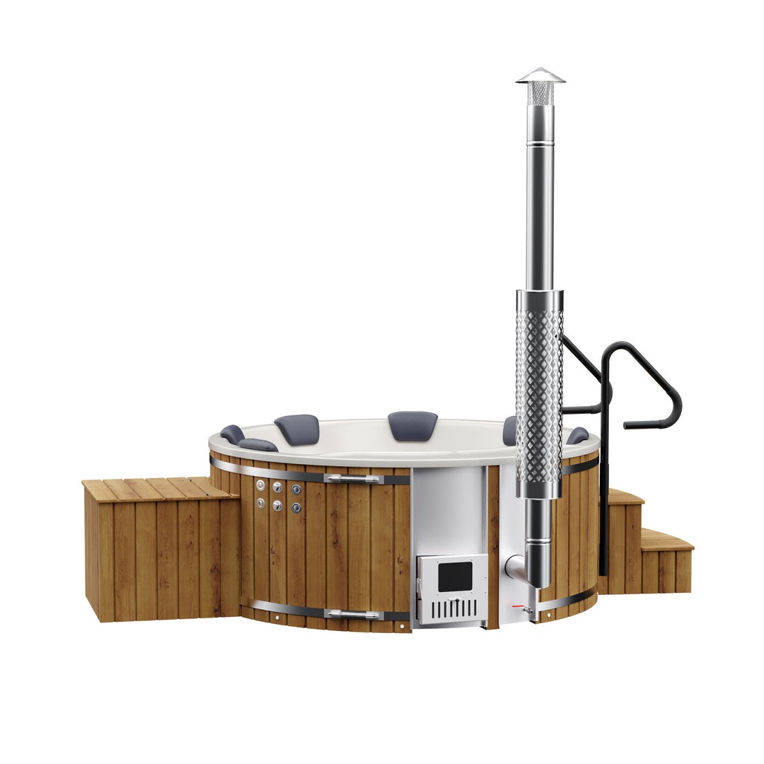 Round Barrel Hot Tub Jacuzzi 3D Model – Wooden Spa Asset, FBX & OBJ - View 6