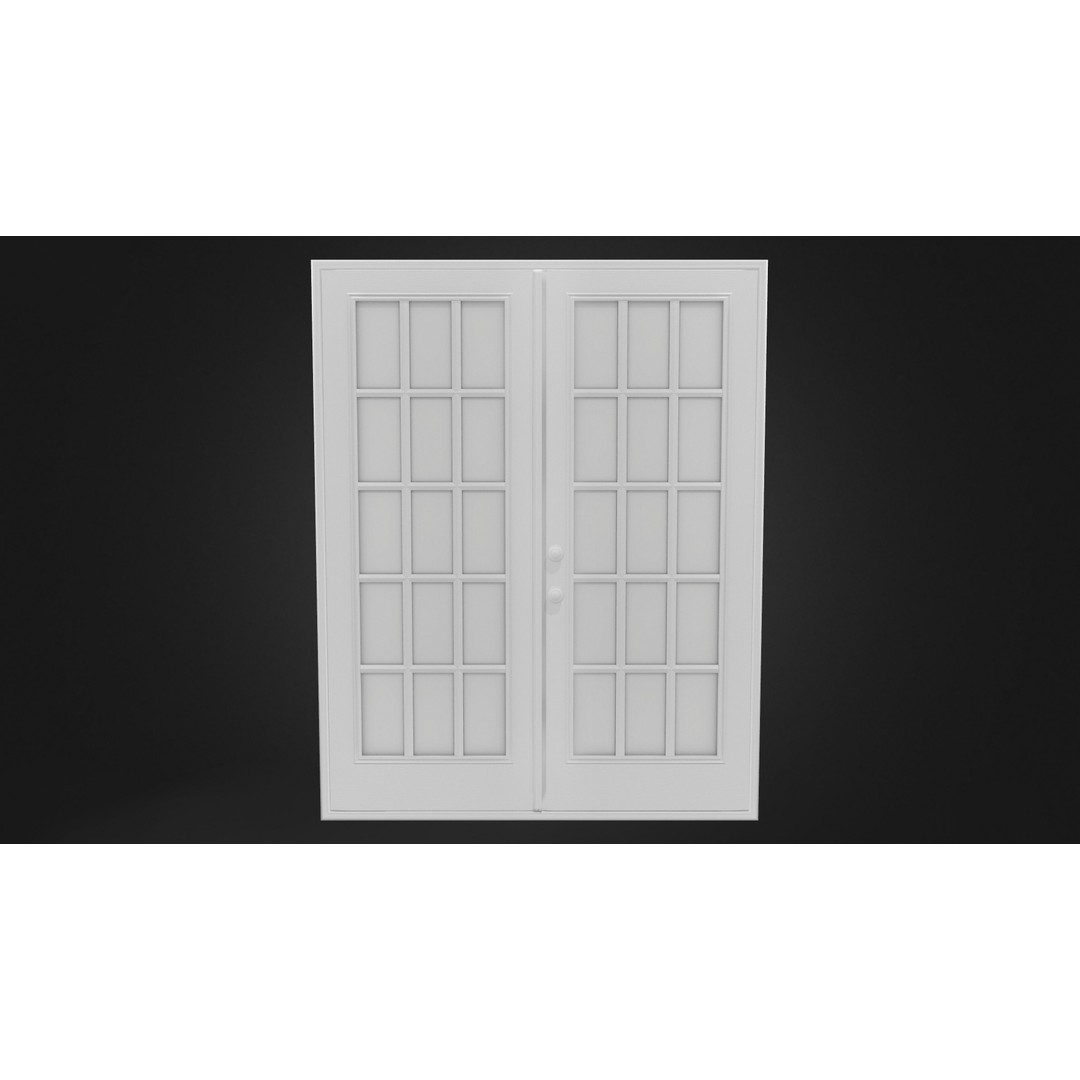 Double Door 3D Model – Low Poly Game Asset, FBX, PBR Textures - View 7