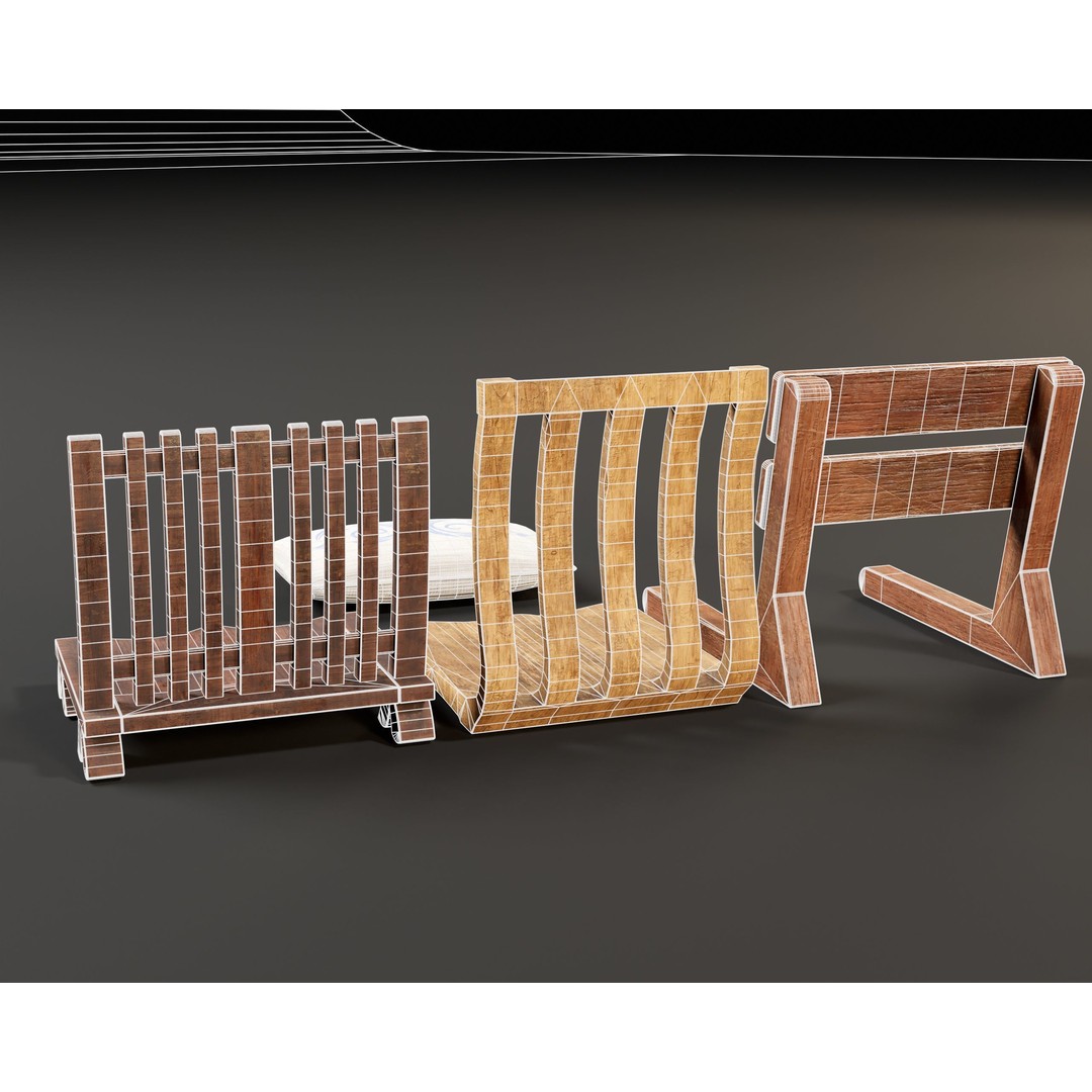 Japanese Dining Chair 3D Model – Low Poly PBR Asset, FBX & OBJ