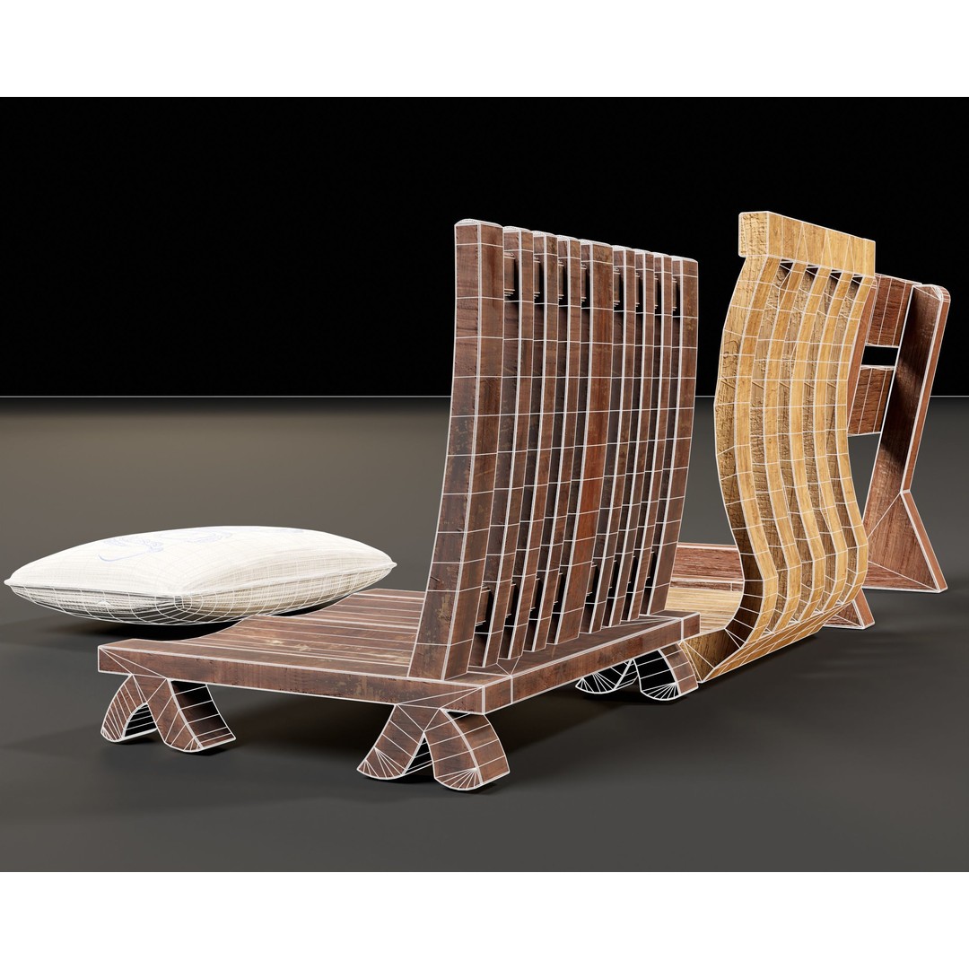 Japanese Dining Chair 3D Model – Low Poly PBR Asset, FBX & OBJ - View 16