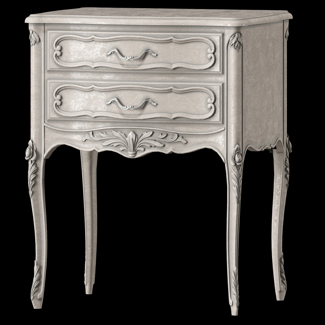 Provencal Nightstand and Dresser 3D Model – Classic French Furniture - View 10