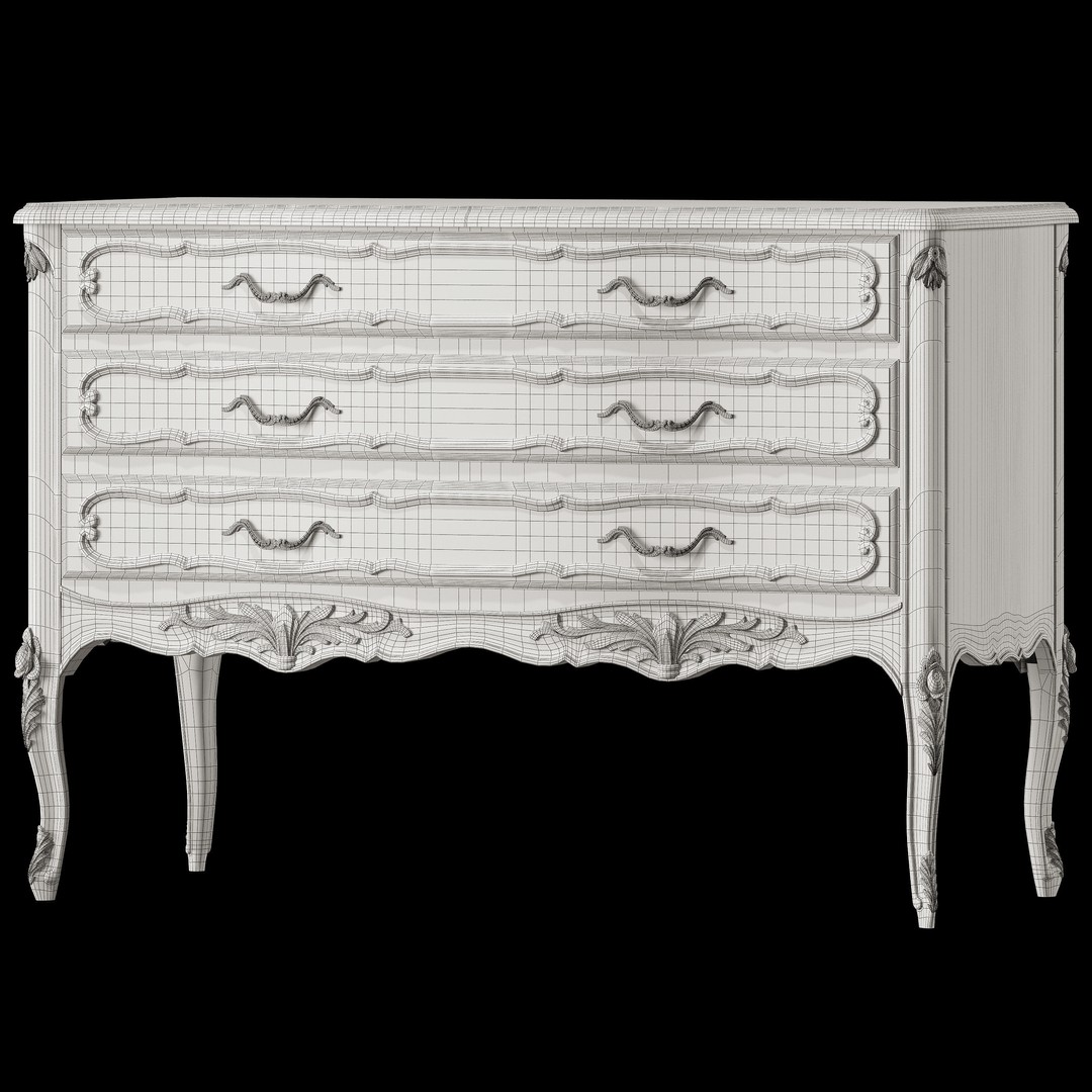 Provencal Nightstand and Dresser 3D Model – Classic French Furniture - View 11