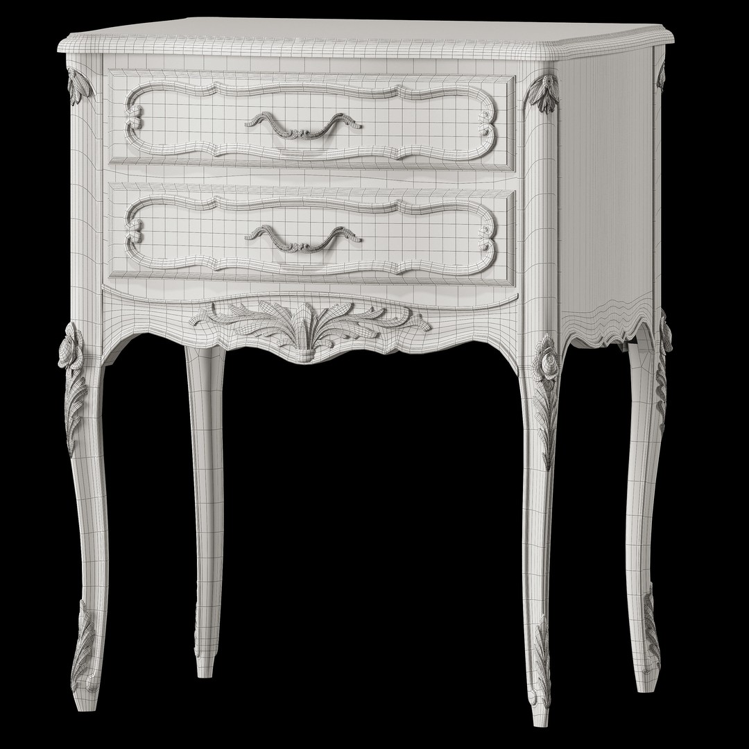 Provencal Nightstand and Dresser 3D Model – Classic French Furniture - View 8